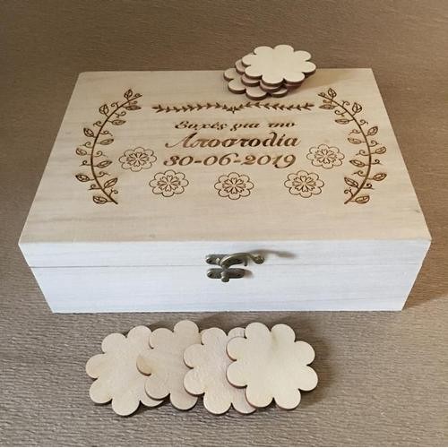 Wooden wish book with flowers and text of your choice Wooden wish book with flowers and text of your choice