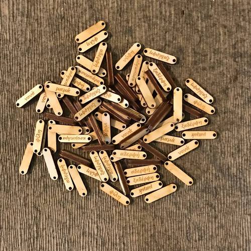 Wooden elements with text/name of your choice for bracelets Wooden elements with text/name of your choice for bracelets