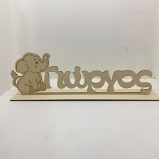 Wooden elephant with name of your choice