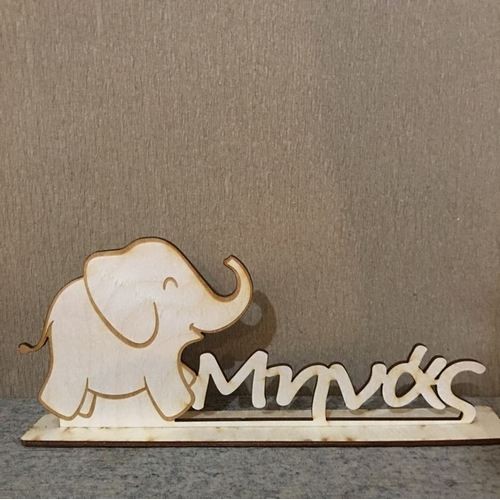 Wooden elephant with name Wooden elephant with name