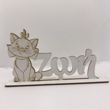 Wooden name with figure marie cat