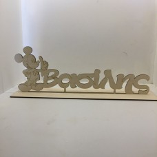 Wooden name with figure mickey mouse